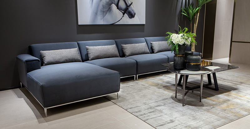 Moderne Enkel Stue Stoff Bred Armlen Hjørnesofa Kombinasjon 107967