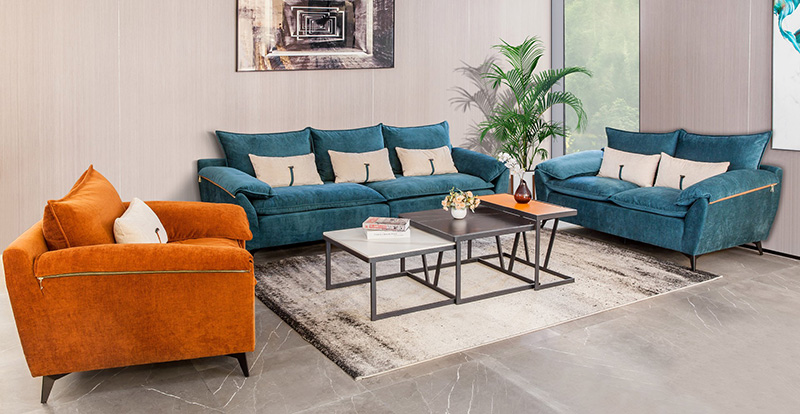 Moderne Enkel Stue Stoff Fjær Sofa Kombinasjon 620050